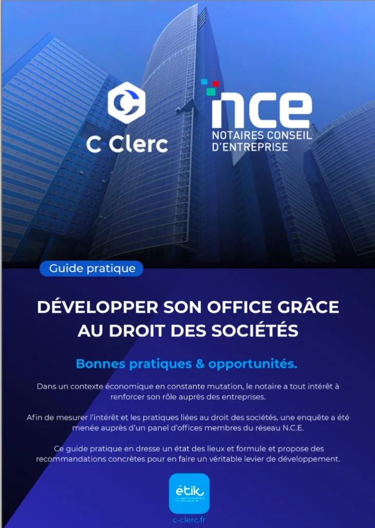 Couverture du guide : développer son office grâce au droit des sociétés